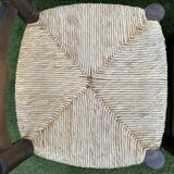 Pair of old low chairs in wood and straw