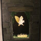 Tableau Rolande Féore huile sur toile Nocturne à la chouette au château du Lude