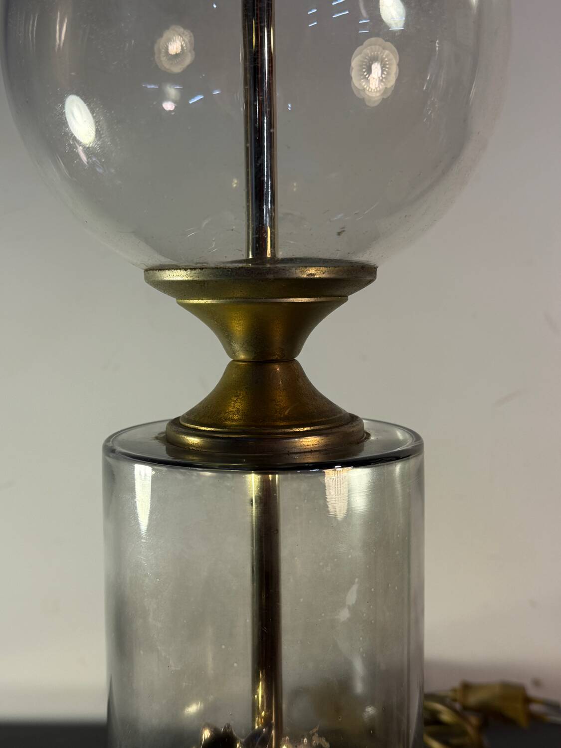 Lamp See Delmas glass and brass, vintage design