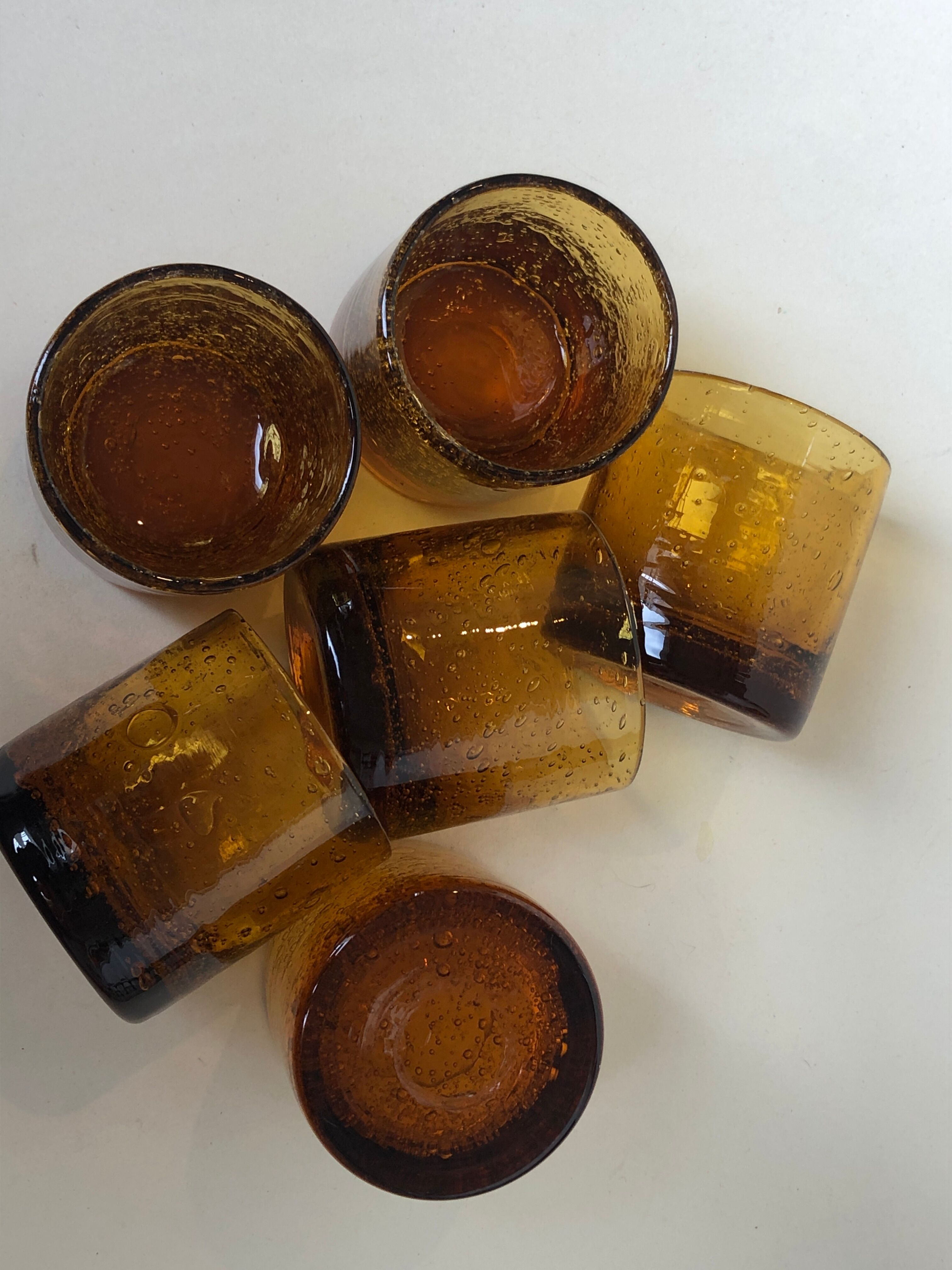 Set of 6 real Biot glass handmade