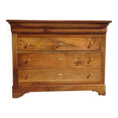 Antique Louis Philippe chest of drawers in solid walnut.