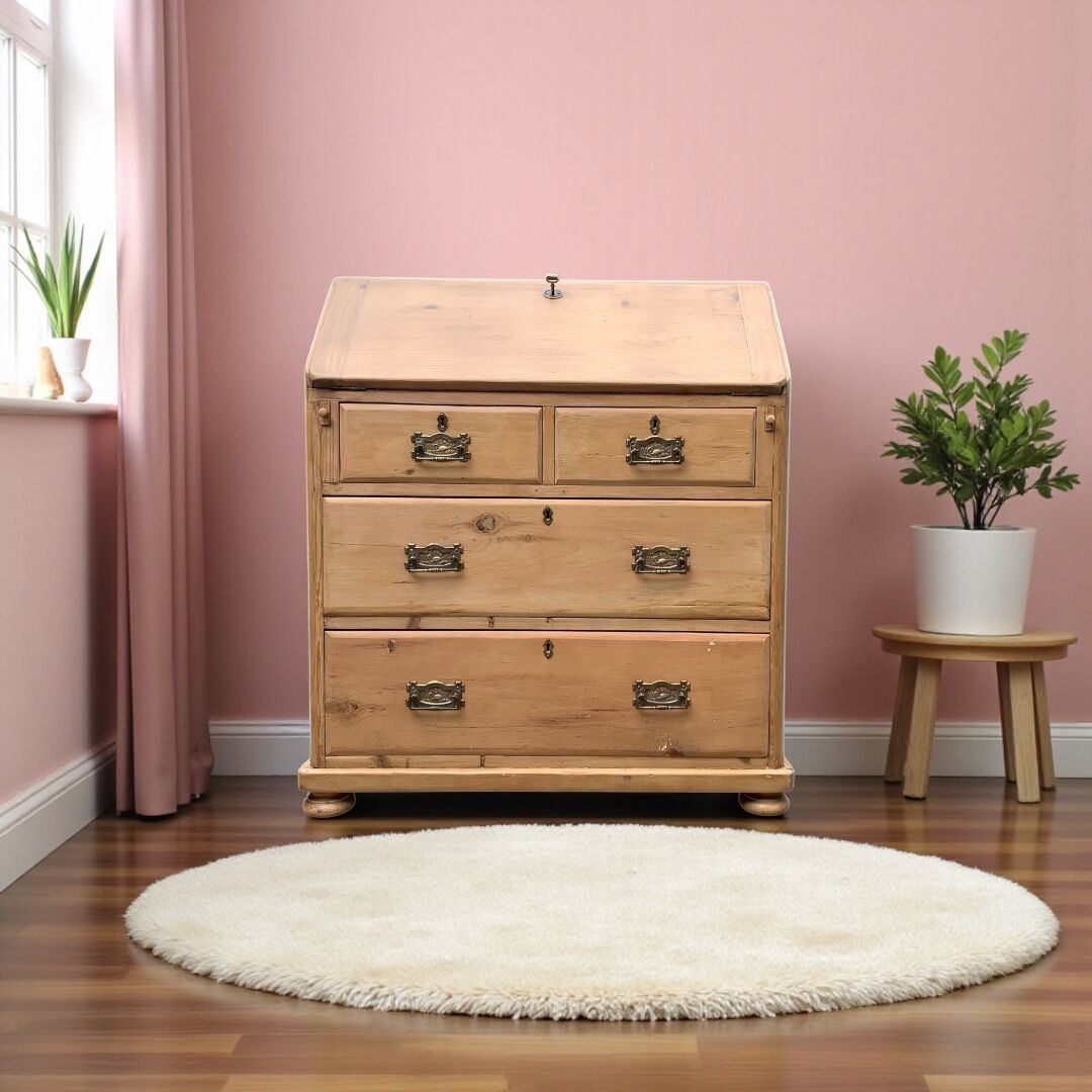 Commode, English slant-front desk, 19th century.