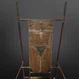 Copper and brass throne chair by Cor de Ree, Netherlands 1990