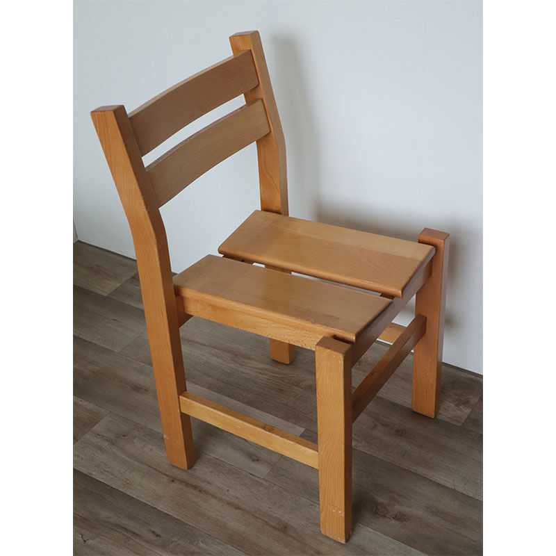 Series of 6 vintage chairs in solid pine 1960