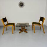 Vintage coffee table in wood and smoked glass, Scandinavian design, 70s