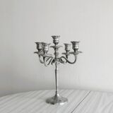 5-branch silver-plated metal candlestick