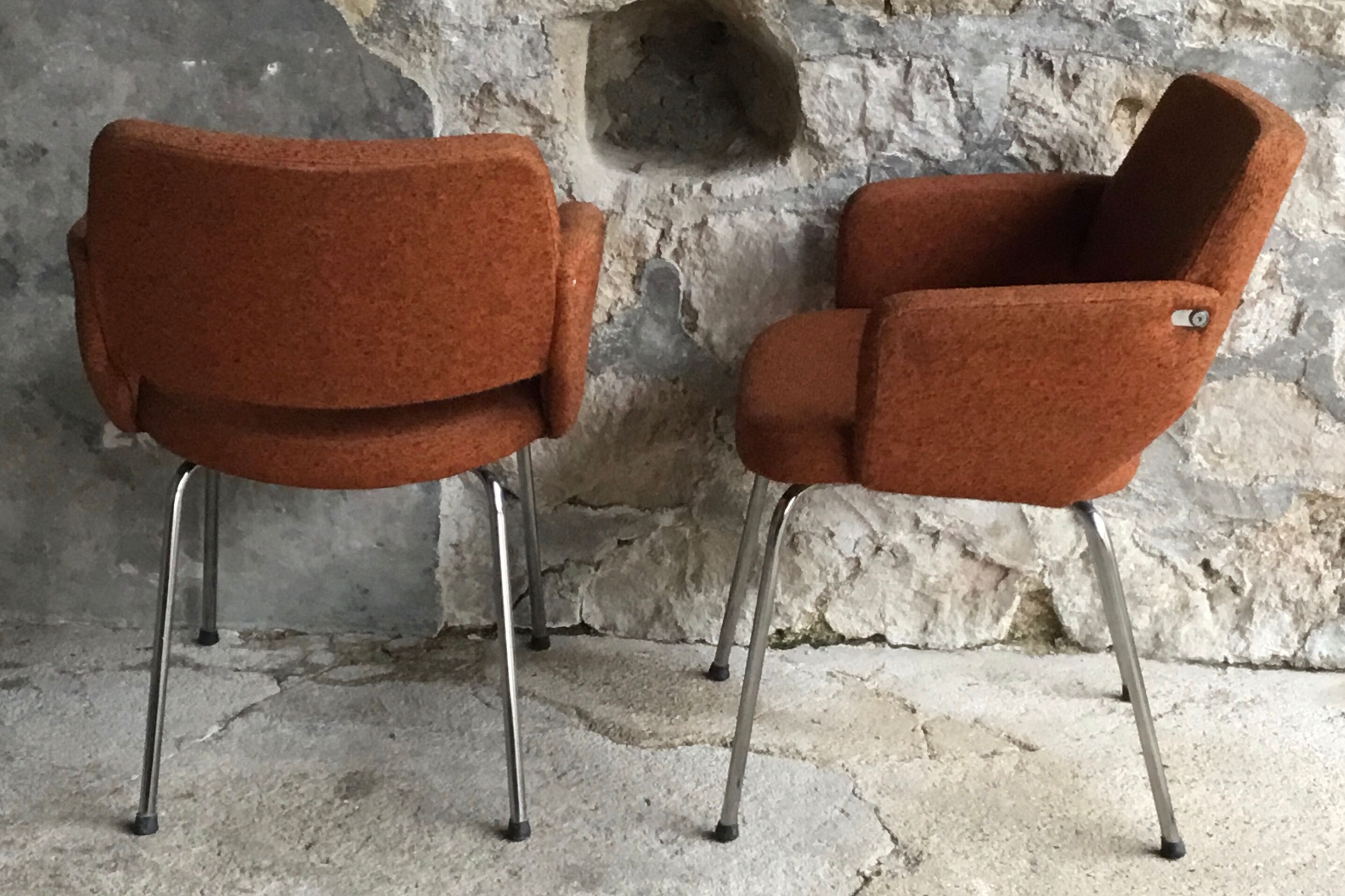 Orange office or conference chair mottled - vintage - 1960