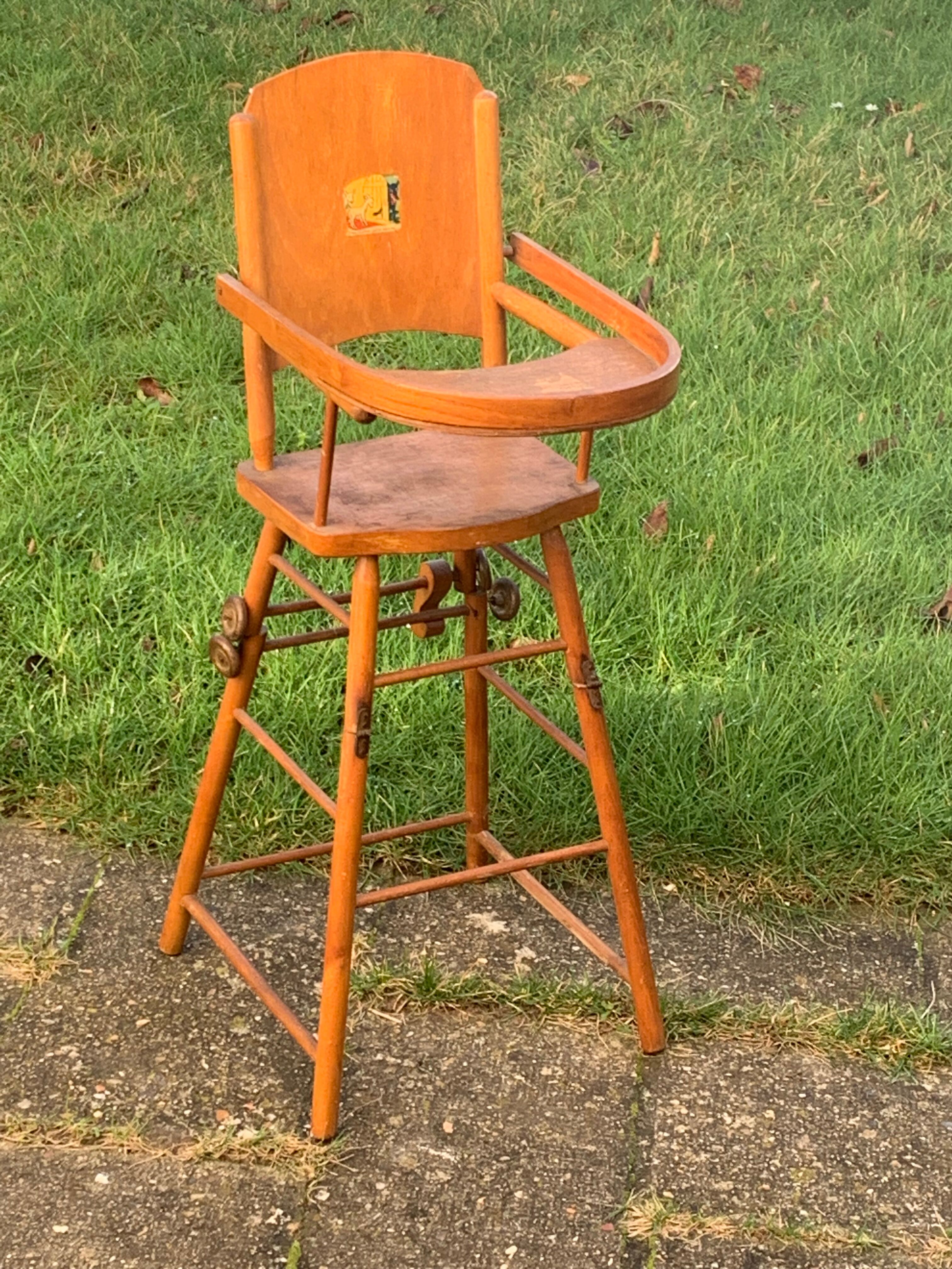 High chair for vintage wooden dolls