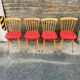 (Lot) 4 Baumann Chairs Compass Legs Vintage Red