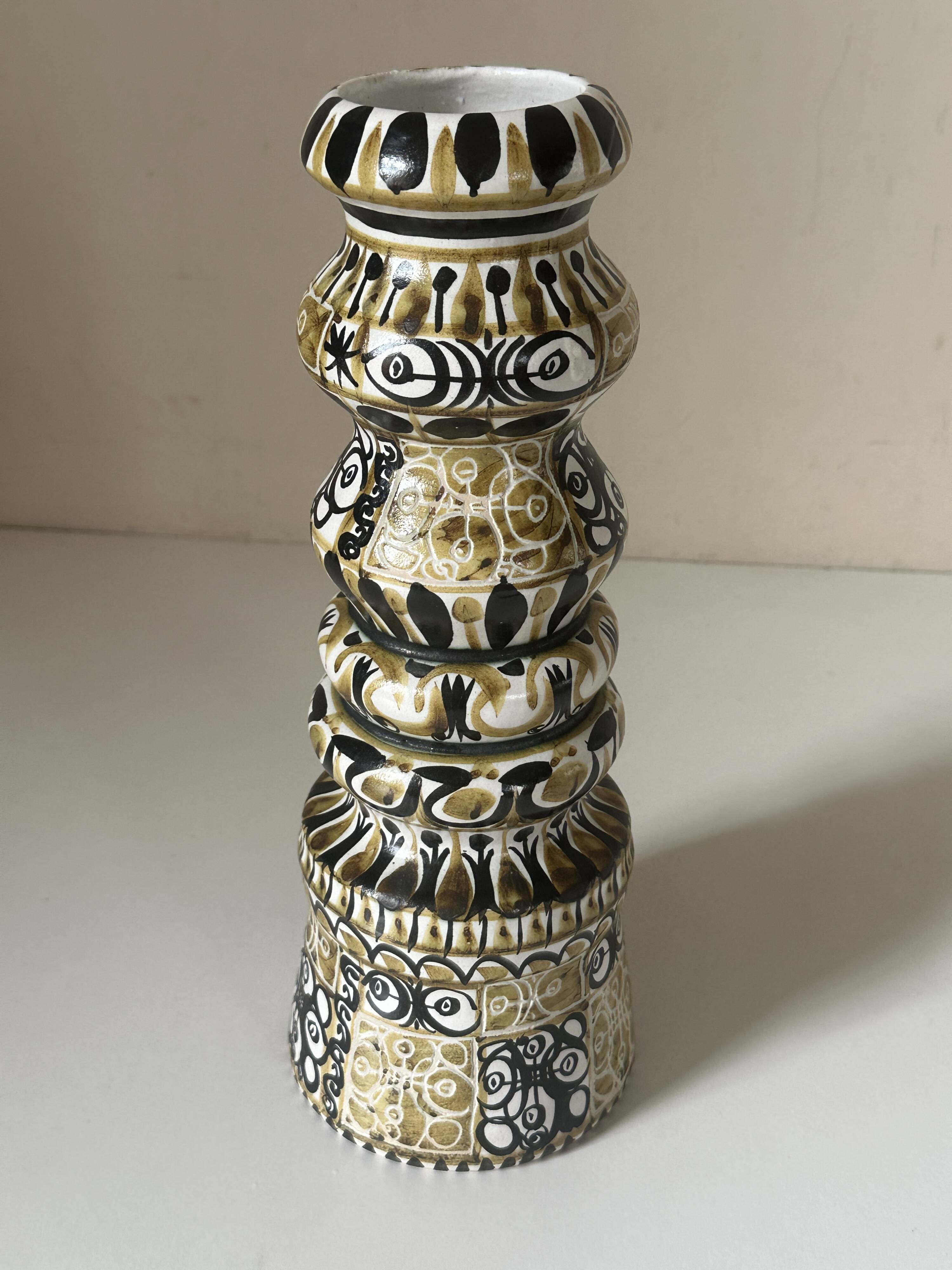 Large André Hourellou Quimper vintage candle holder