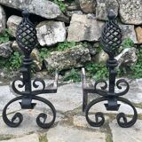 Pair of wrought iron andirons
