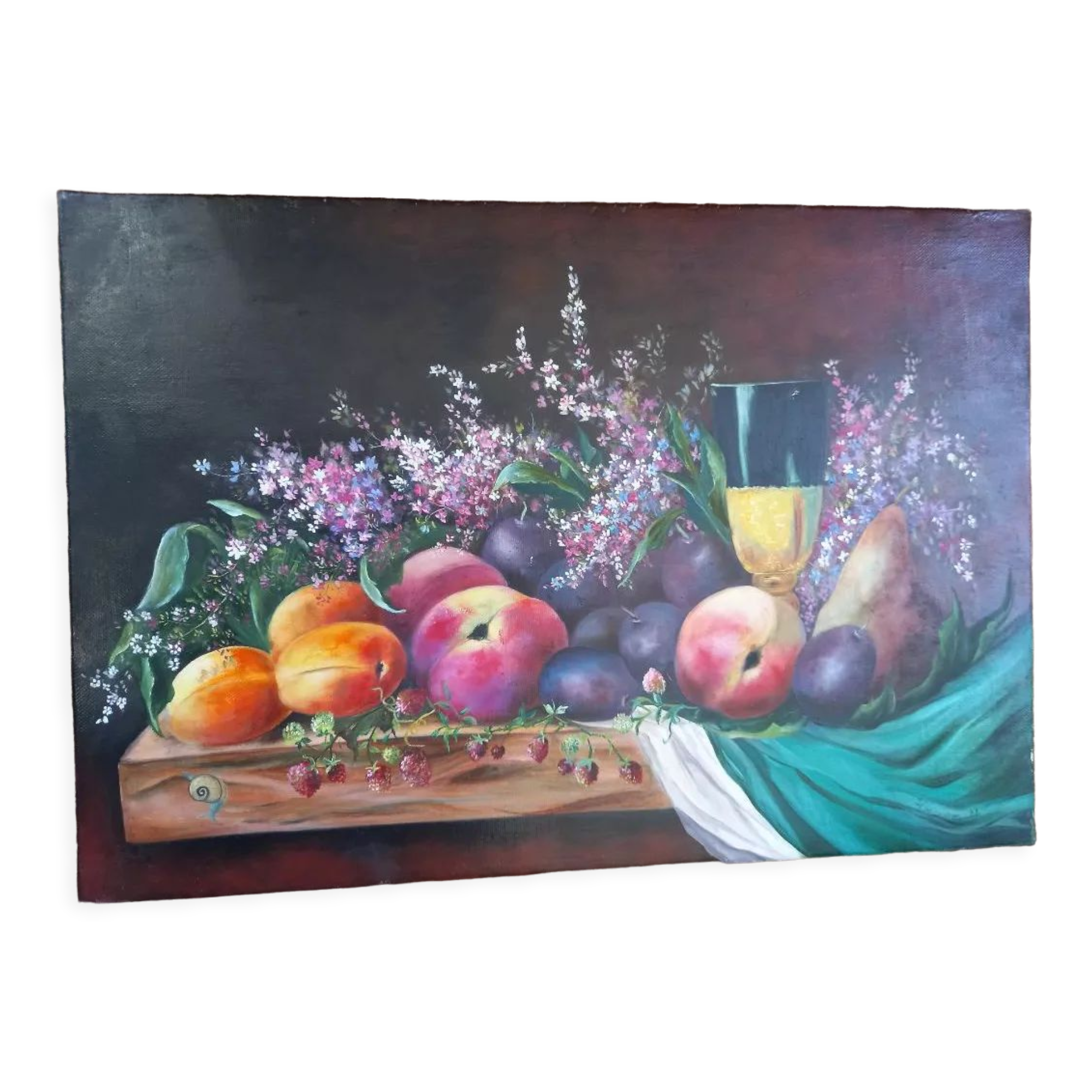 Nature morte fruits tableau peinture huile toile signée manoukian