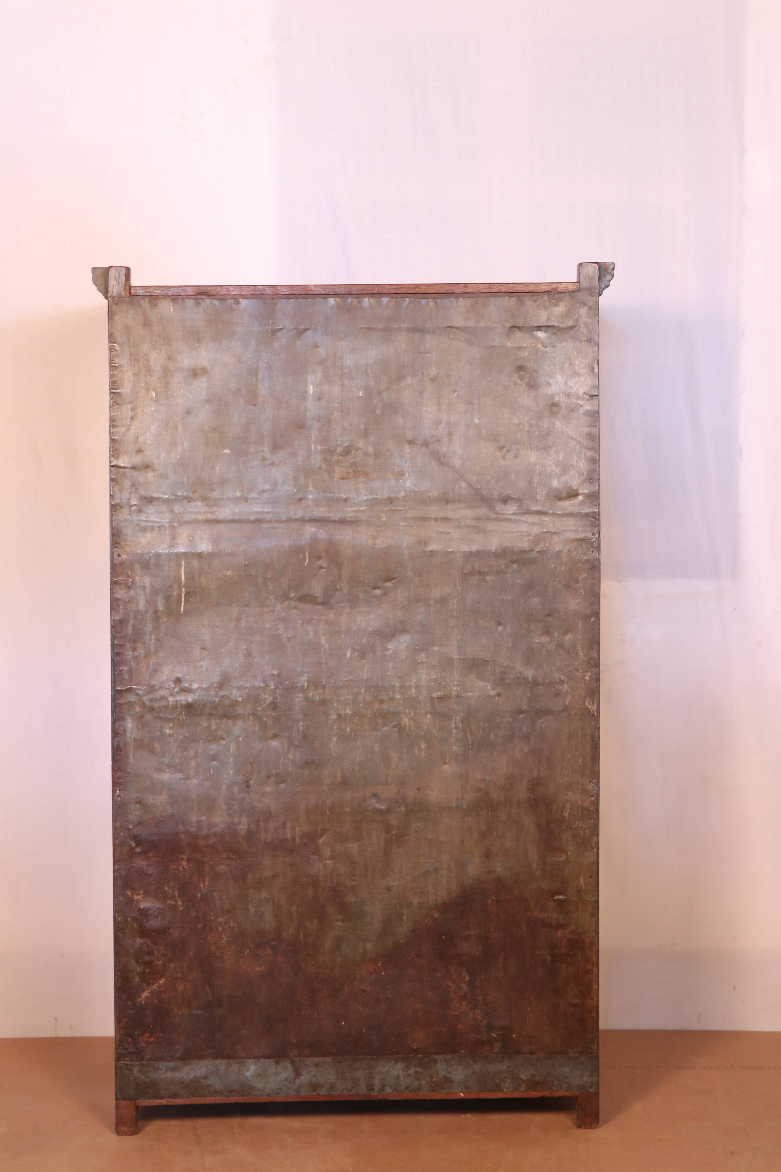 Antique Burmese teak sideboard with original blue-grey patina