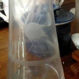 Engraved glass hyacinth vase heron decoration*
