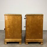 Pair of art deco burl bedside tables, 1930