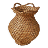 Vase braided natural fiber ethnic decoration tribal bohemian countryside artisanal manufacturing jar