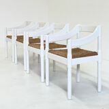 Set of two Carimate chairs by Vico Magistretti in white