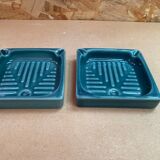 Paire ancien vide poche cendrier cec céramique verte décoration vintage