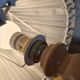 Turned wood table lamp