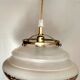 White and gold opaline globe hanging lamp 1950