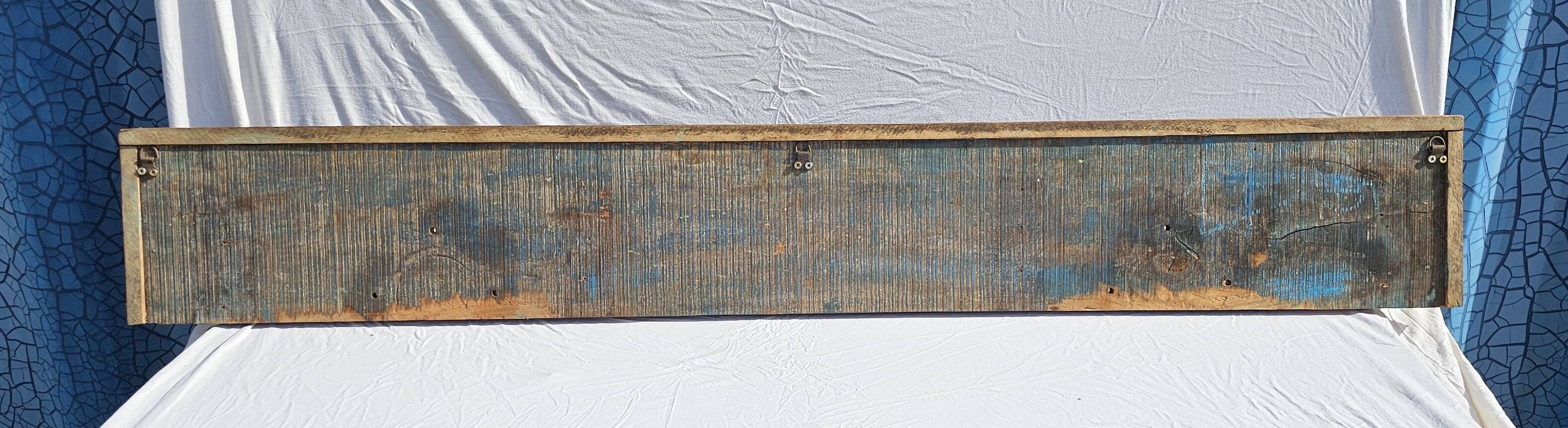 Teak coat rack with 10 double cast iron hooks