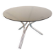 Vintage dining table in smoked glass plexiglass and chrome metal.