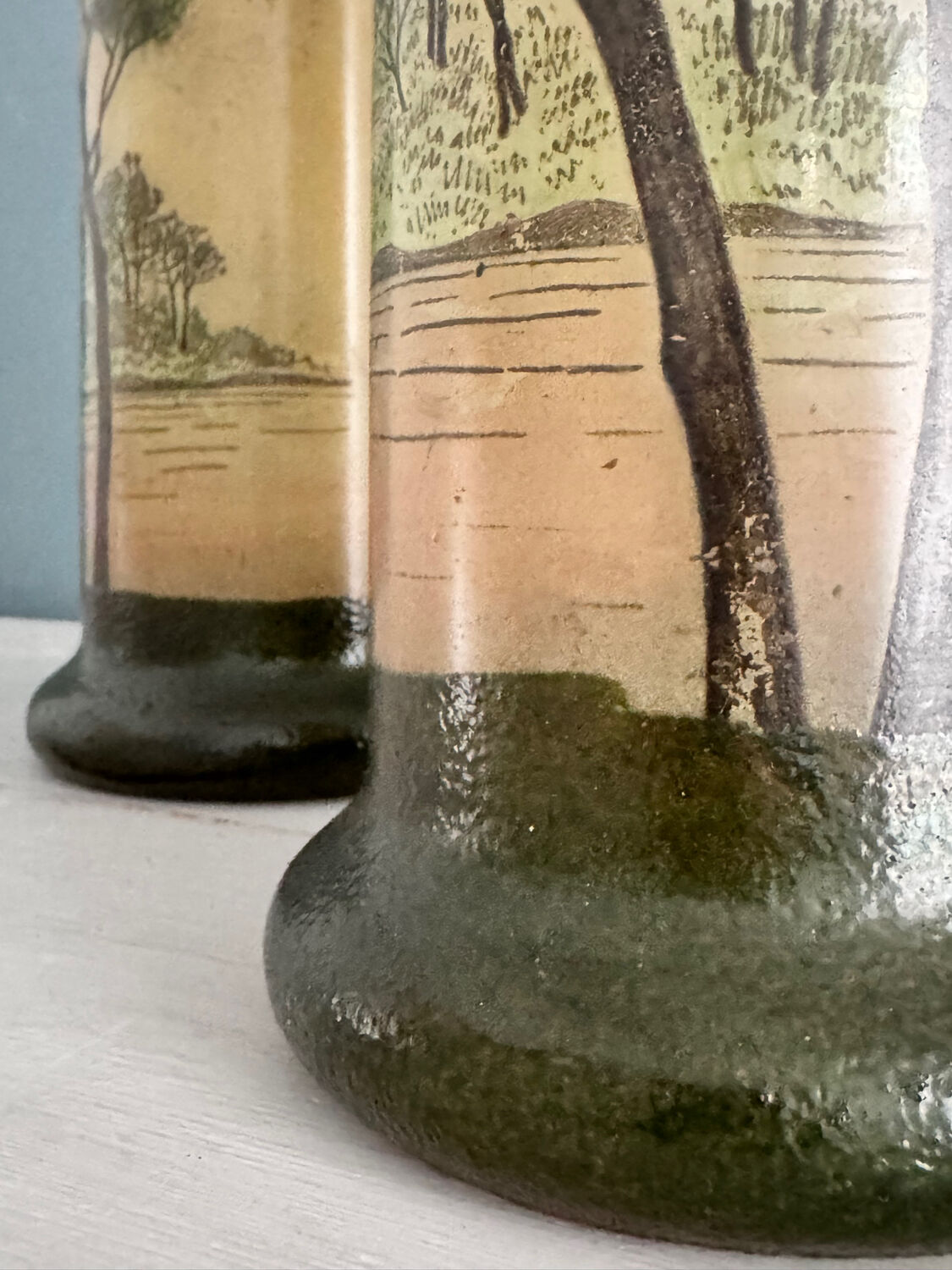 Pair of Legras 1900 enamelled glass vases