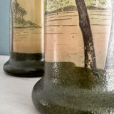 Pair of Legras 1900 enamelled glass vases