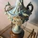 Vintage rococo style lamp, regency, regule steel patinated velvet lampshade 66x20