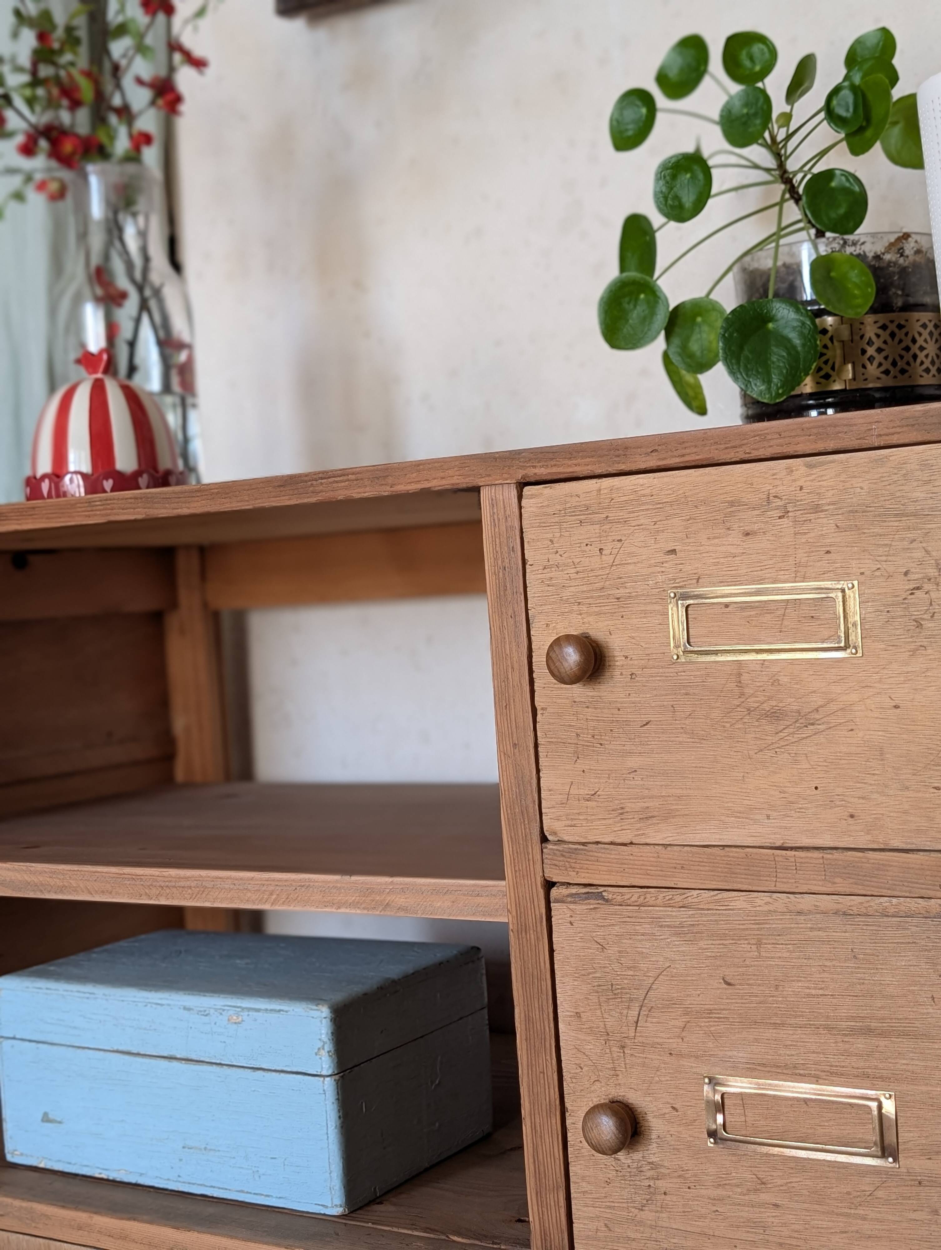 Old small workshop furniture made of wood.