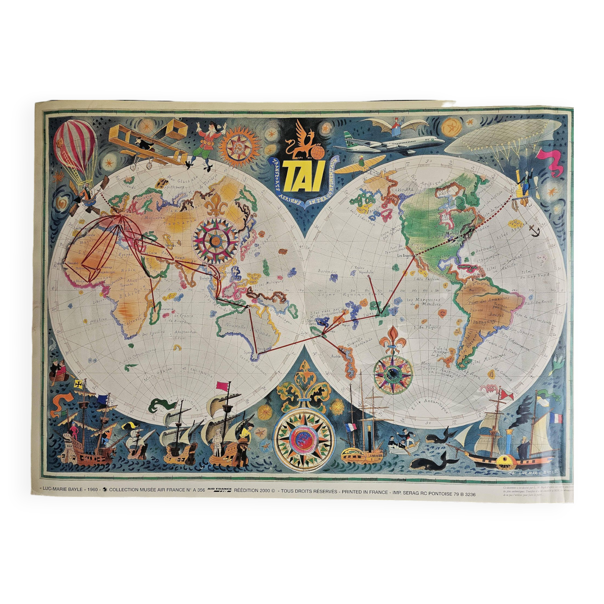 Air france poster - tai - planisphere map