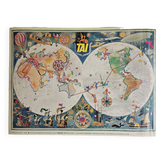 Air france poster - tai - planisphere map