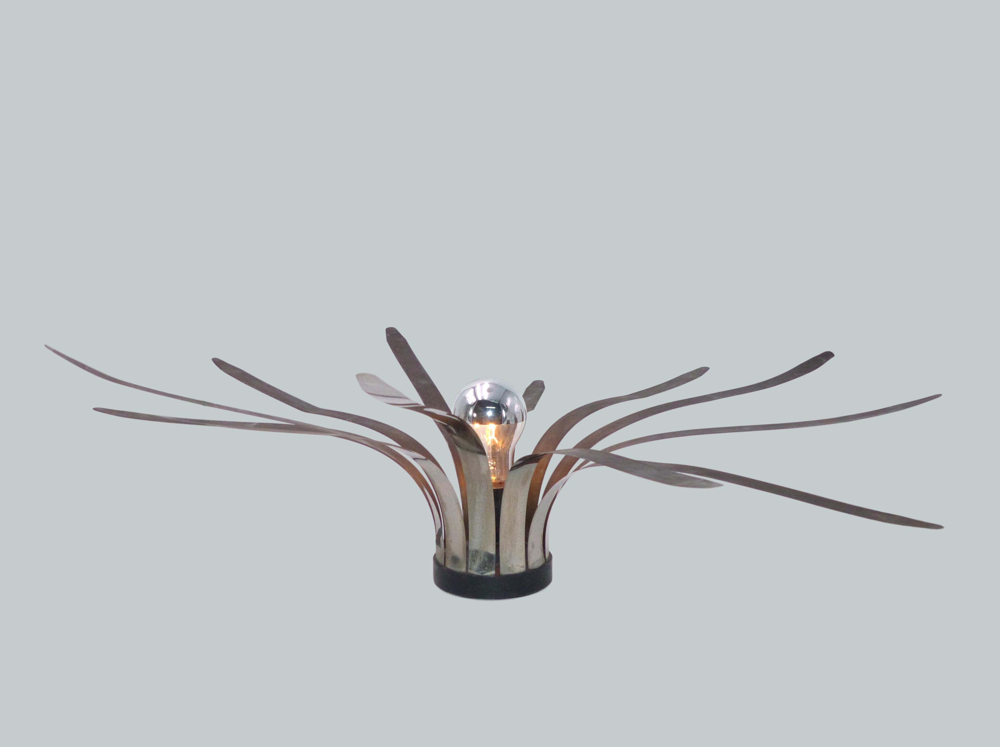 Flower chrome kinetic sculpture lamp