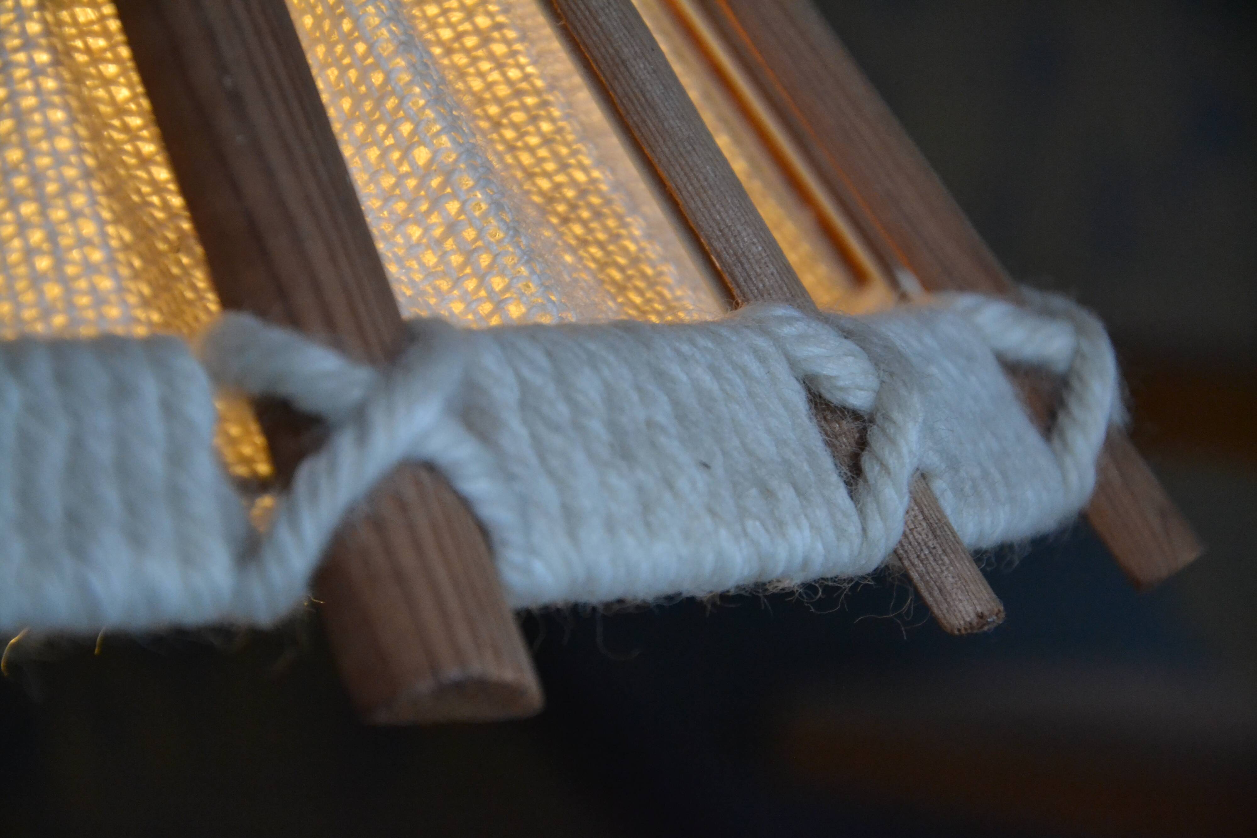 Scandinavian wooden and linen suspension from the GDR, 1970.