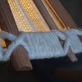 Scandinavian wooden and linen suspension from the GDR, 1970.