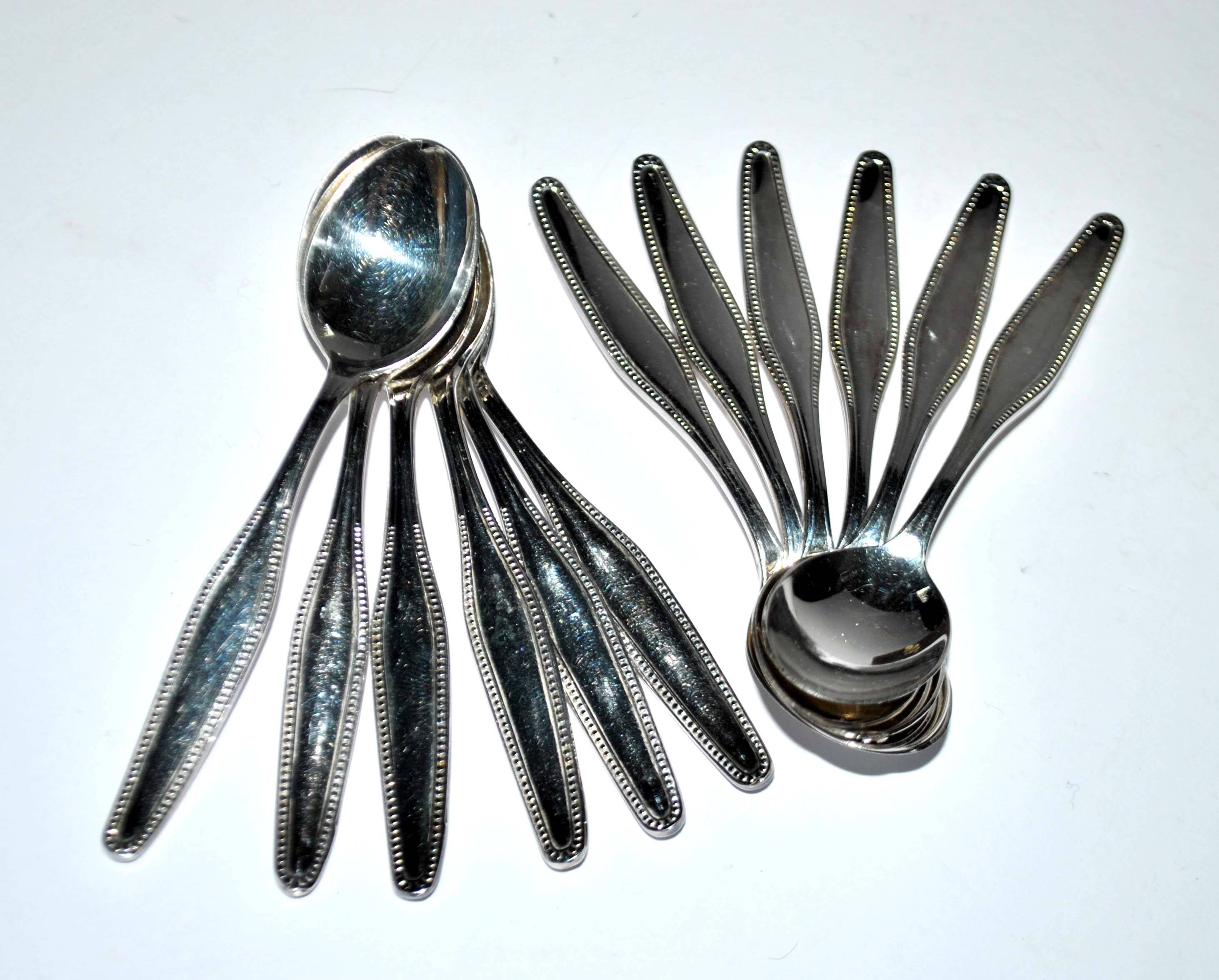 Set of 12 silver-plated mocha coffee spoons Longchamps Strasbourg