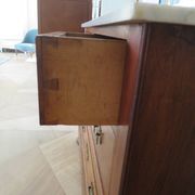 Louis Philippe style chest of drawers with 4 drawers in solid walnut and marble, 1900-1950.