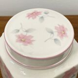 Sadler England Square Ginger Jar or Coffee Jar with Pink Flower Motif, Made for Douwe Egberts