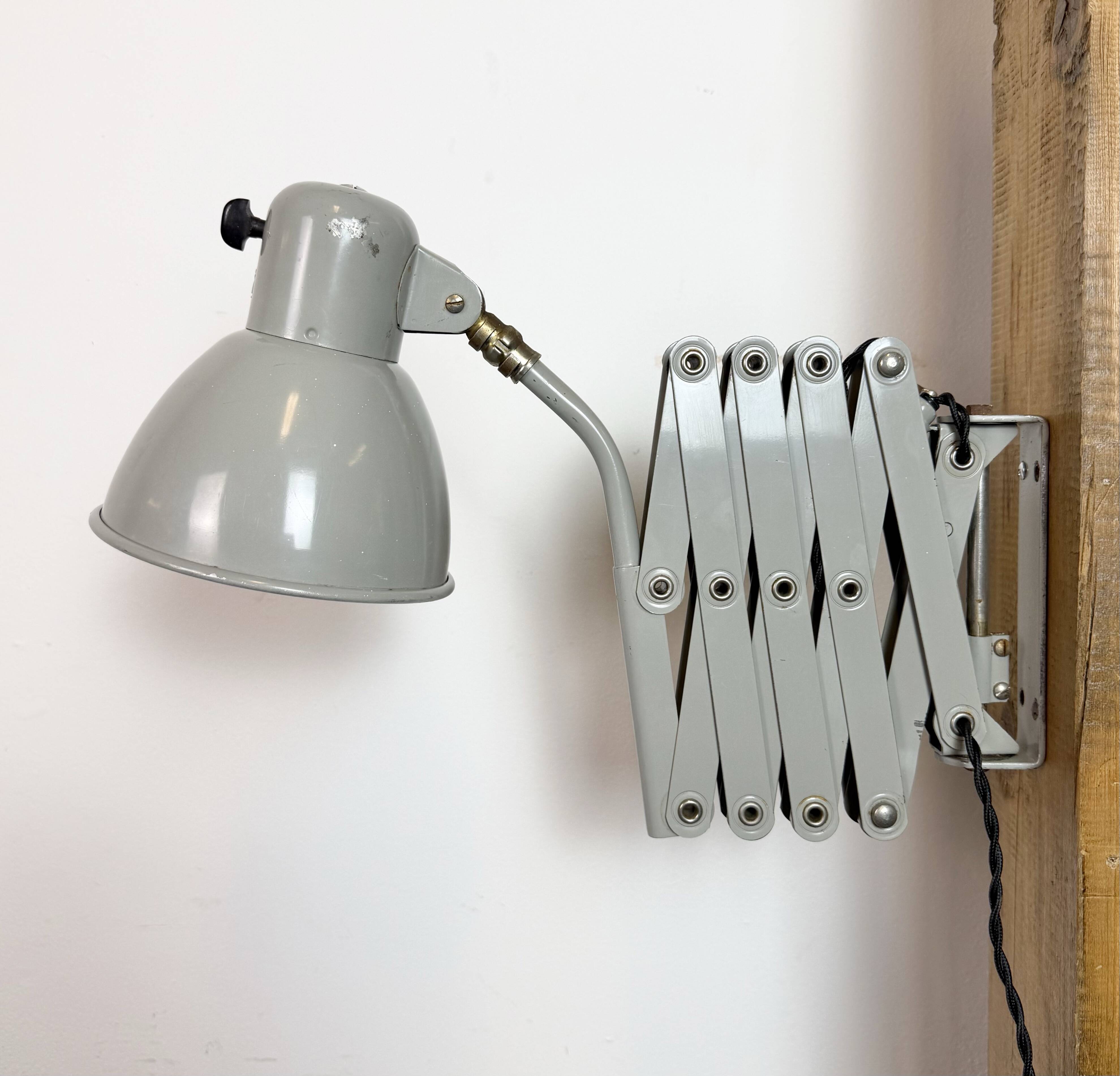 Grey German Industrial Scissor Wall Lamp from SIS, 1960s