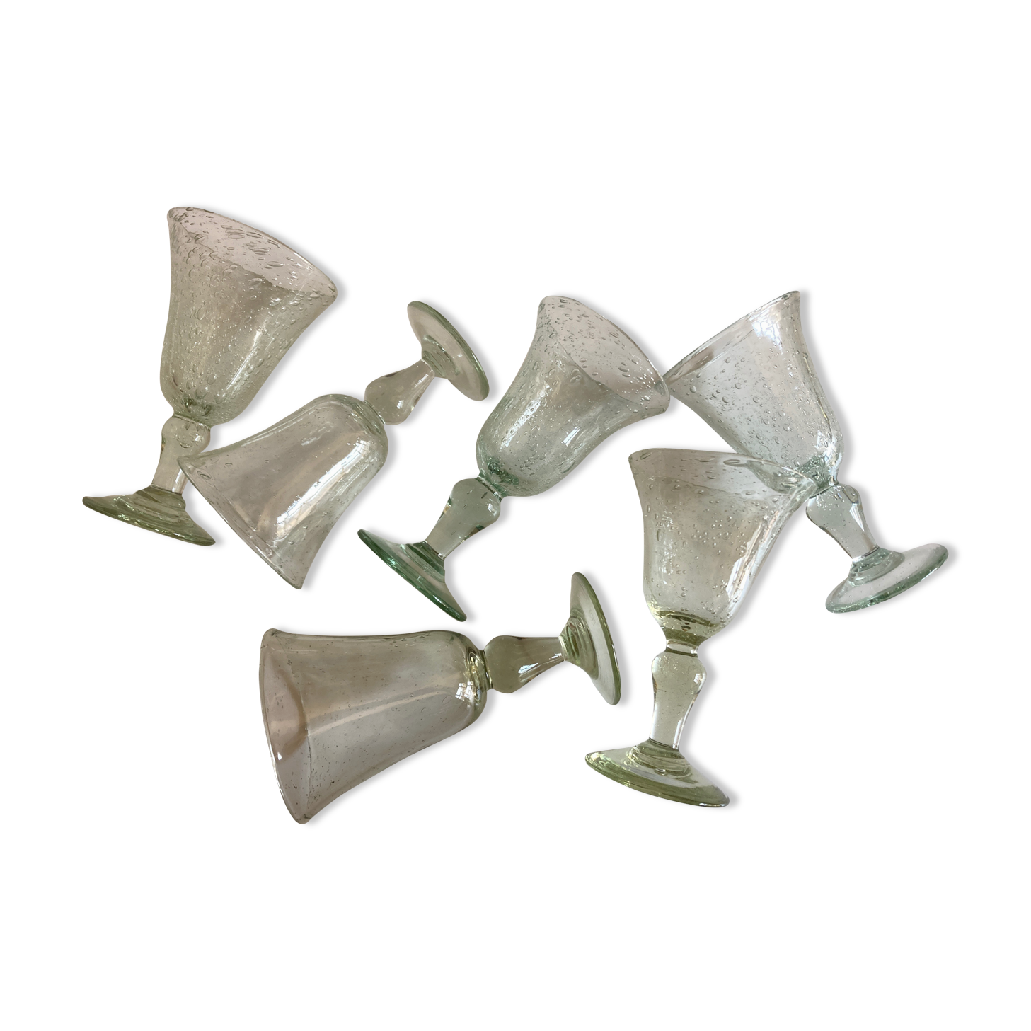 Set of 6 glasses of Biot signed 16cm 1960