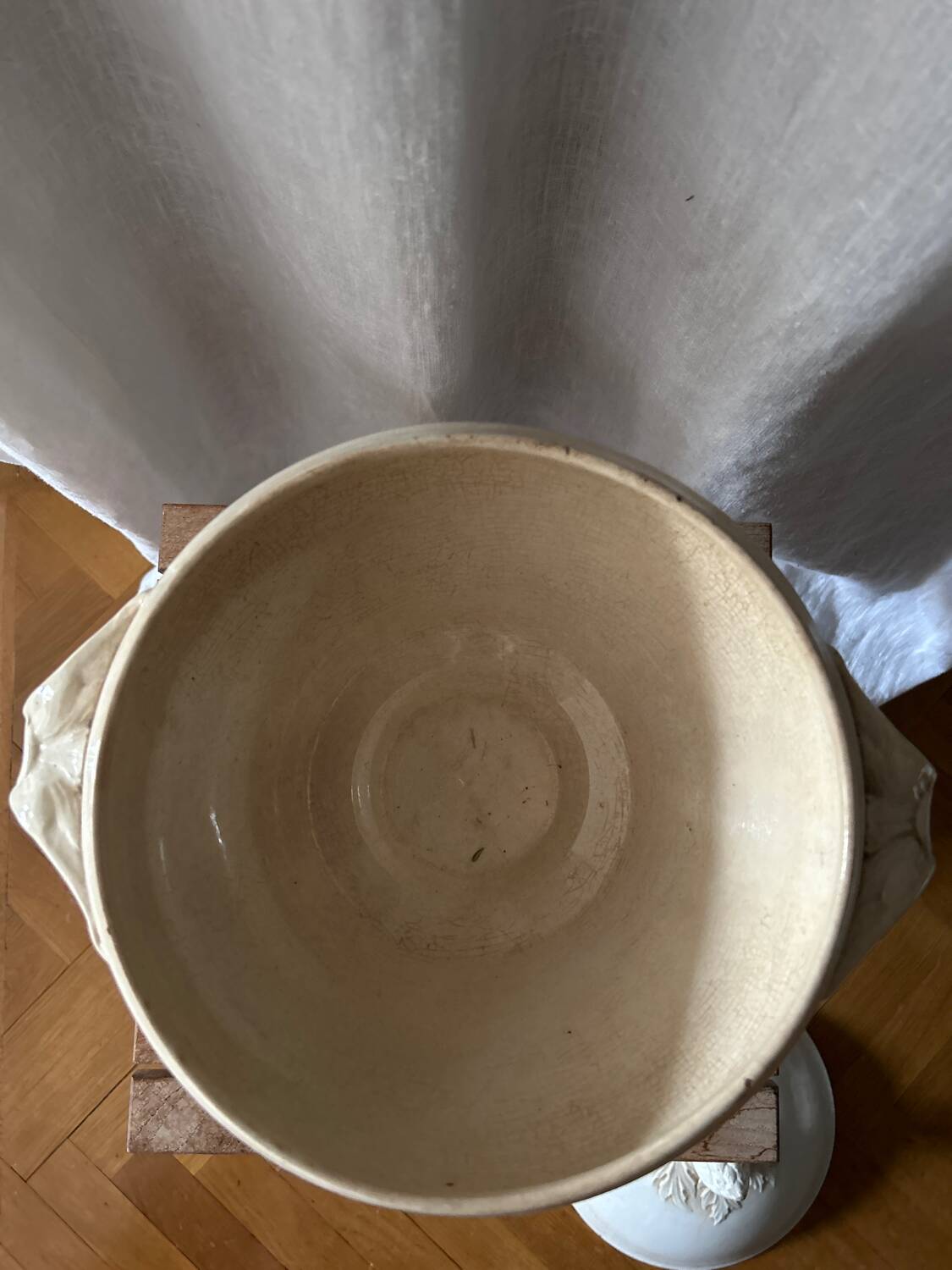 White iron earthenware soup tureen from Digoin and Sarreguemines late 19th century