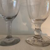 8 old blown and different foot wine glasses