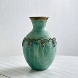 Small brass vase, grape cluster decoration