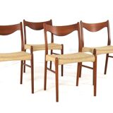 Set of 4 Arne Wahl Iversen for Glyngore papercord chairs 'Naerem'