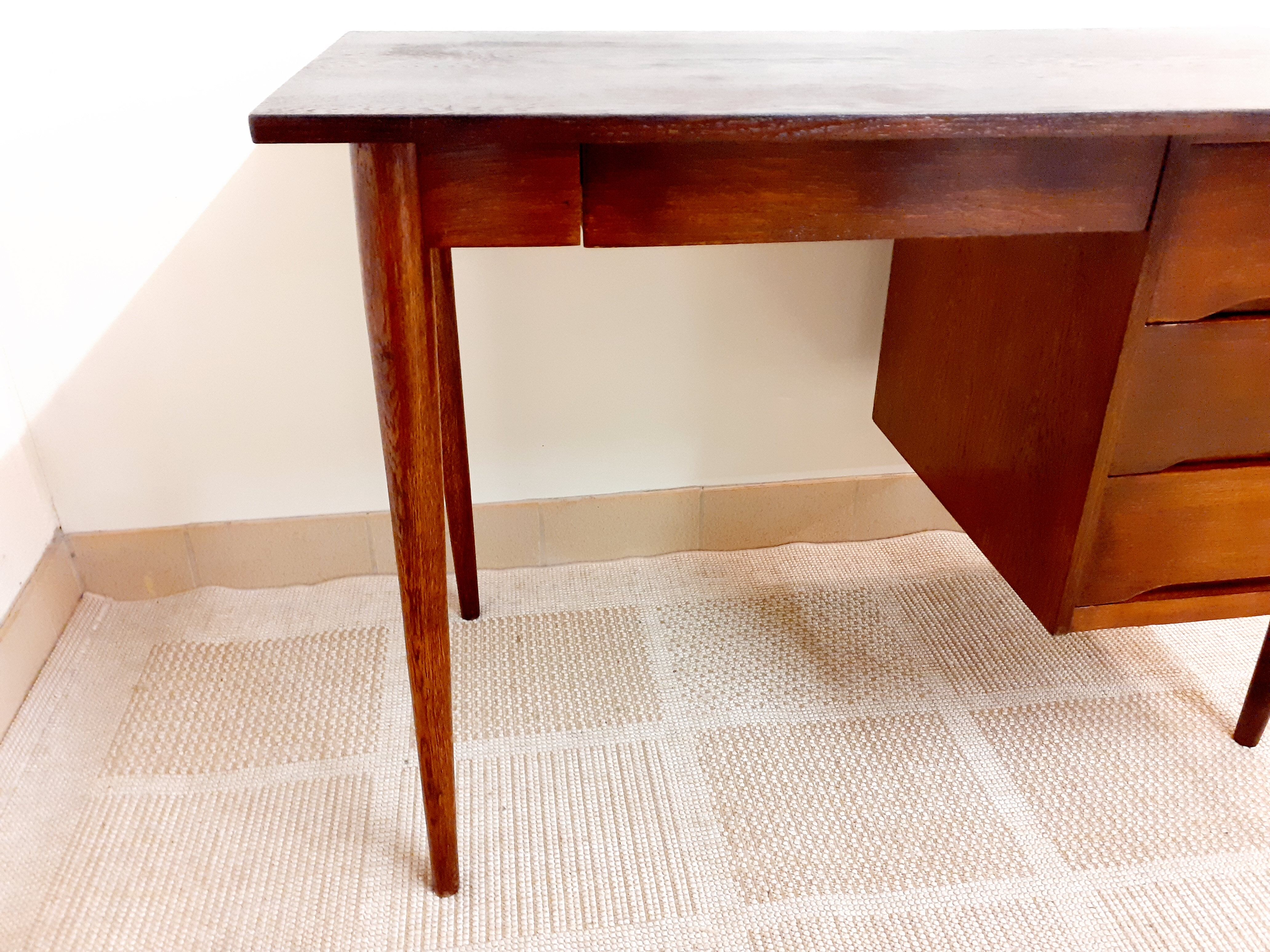 Vintage dark wood desk 50s 60s