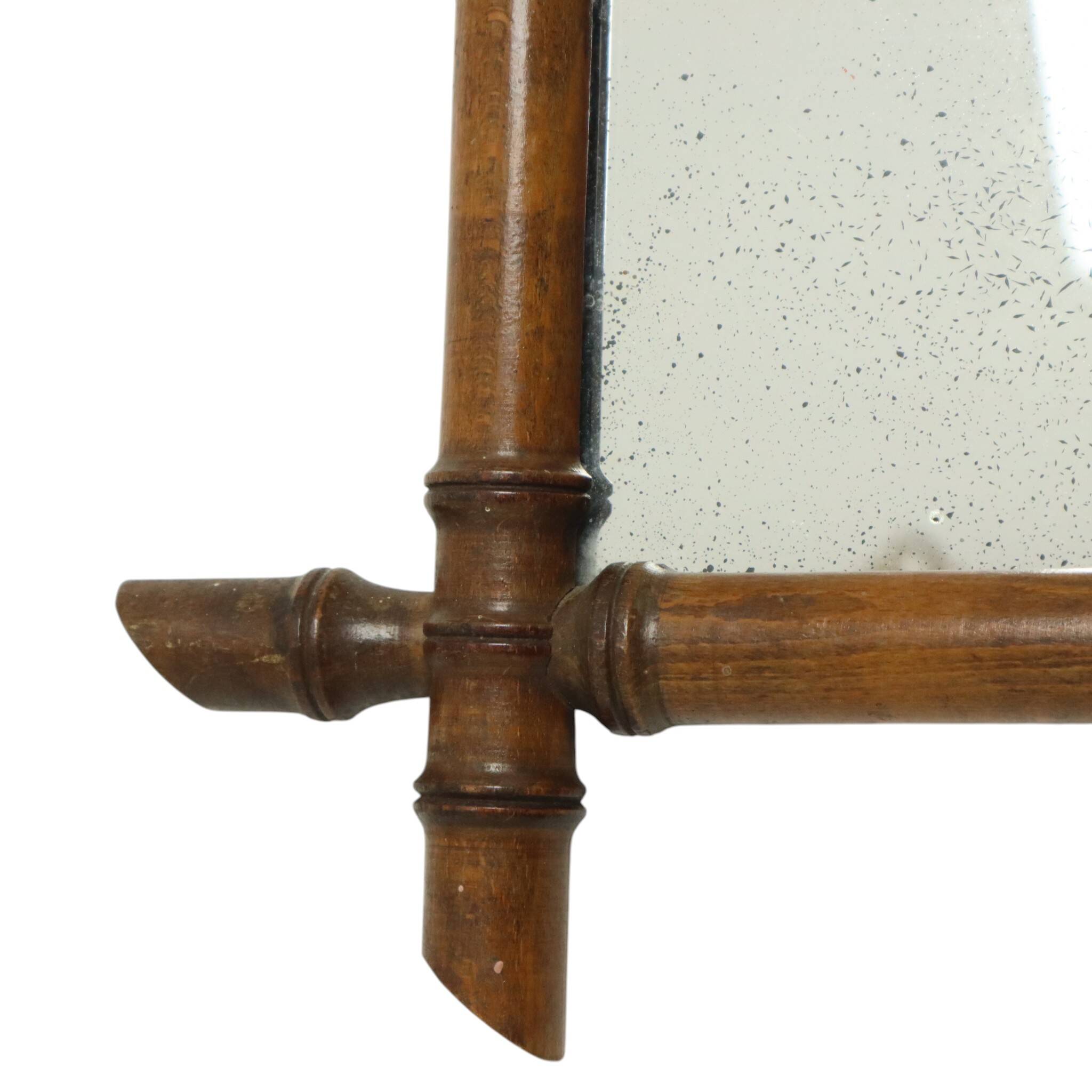 Antique French Wooden Faux Bamboo Mirror 52x39cm