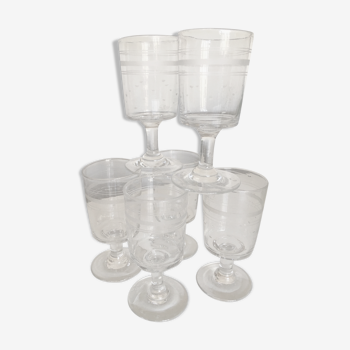 Set de 6 verres rouleau mi-19e