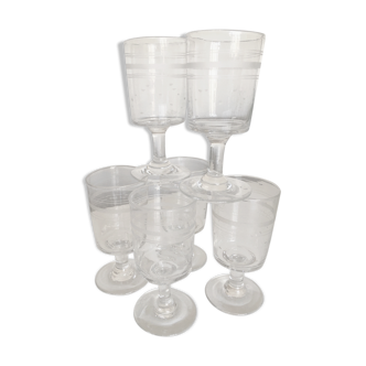 Set de 6 verres rouleau mi-19e