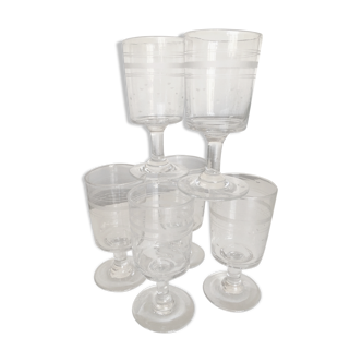 Set of 6 glasses roll mid-19th