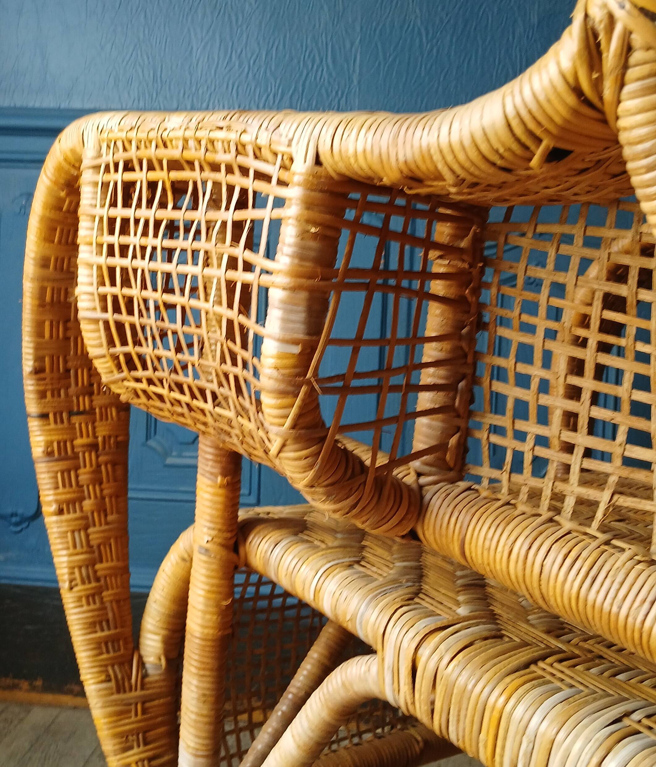 Rattan armchair in the style of Kay Fisker for R. Wengler. Danish work from the 1960s.